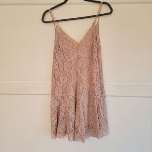 Zara Lace V-Neck Slip Dress - Dusty Rose